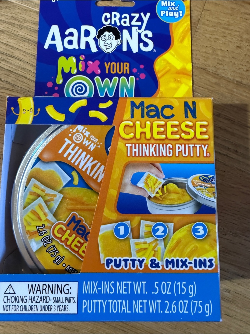 XL Crazy Aarons Mix Your Own Mac n Cheese Thinking Putty Play Squishy 2.6 oz Tin